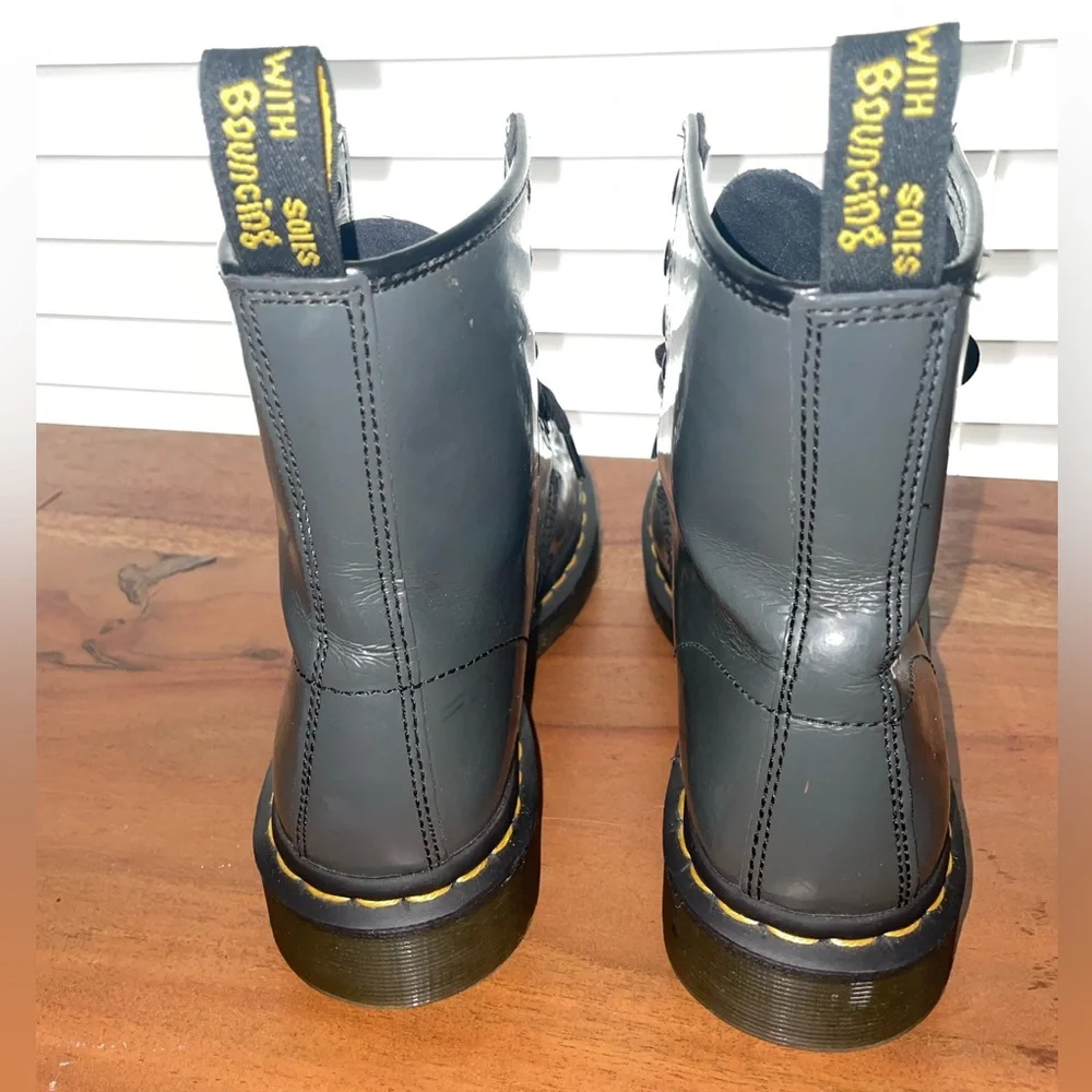 COPY - Dr. Martens Patent Leather Grey Boots-Used - Picture 3 of 6